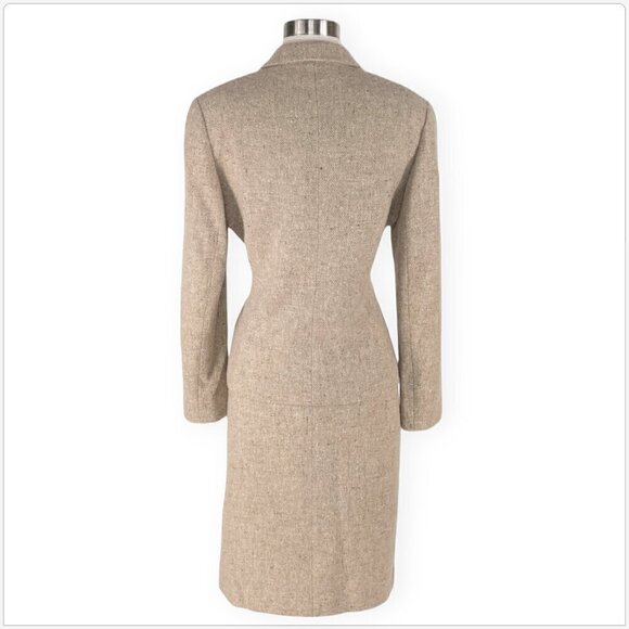 Anne Klein Oatmeal Beige 2 Piece Wool Angora Jacket Blazer Skirt Suit Career 6 - Picture 3 of 5